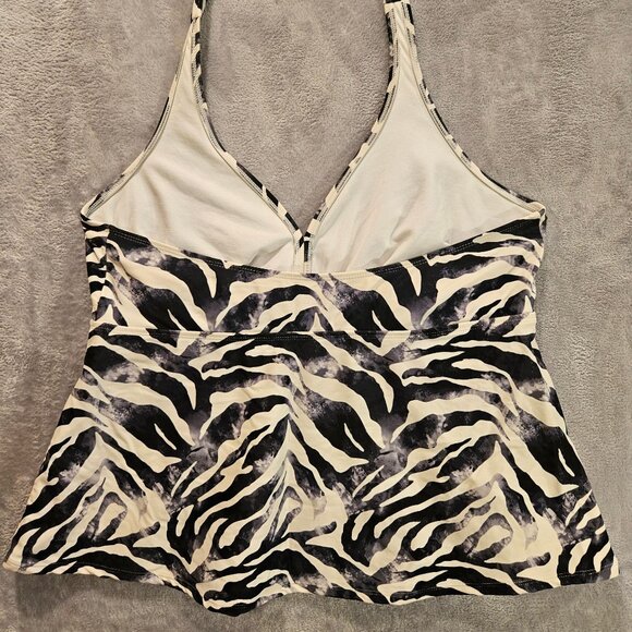 Catalina Women's Swimsuit Top (only) Black Zebra, Plus Size 2X halter neck tie - Picture 3 of 12